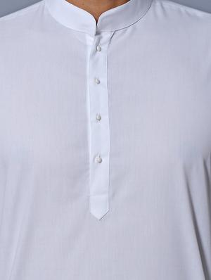 white cotton kurta pyjama ethnic wear set - 17424350 - Standard Image - 4