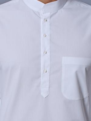 white cotton kurta pyjama ethnic wear set - 17424355 - Standard Image - 4