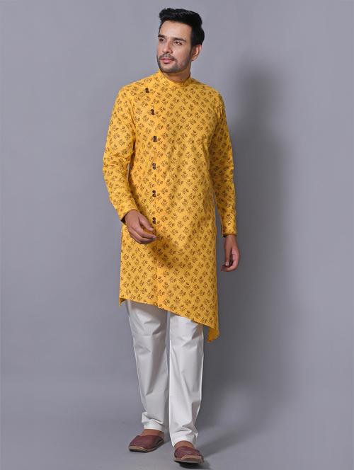 yellow printed kurta pyjama set - 17424363 - Standard Image - 1