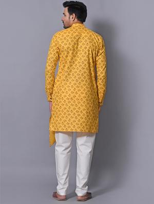 yellow printed kurta pyjama set - 17424363 - Standard Image - 3