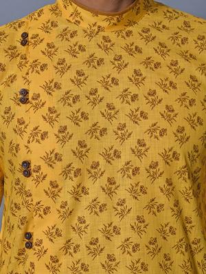 yellow printed kurta pyjama set - 17424363 - Standard Image - 4