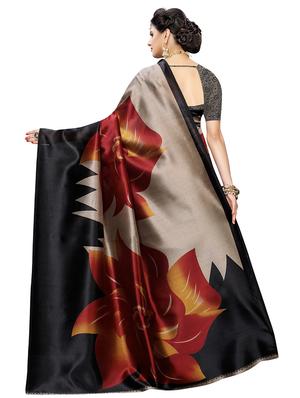 black art silk printed saree with blouse - 17424412 - Standard Image - 2