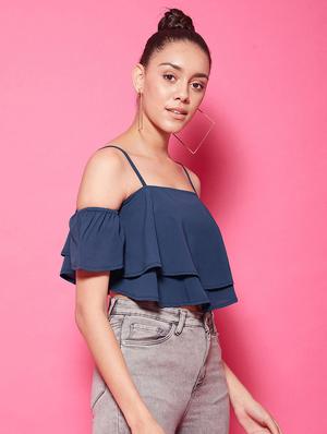 cold shoulder crop top - 17424500 - Standard Image - 3