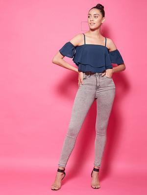 cold shoulder crop top - 17424500 - Standard Image - 5