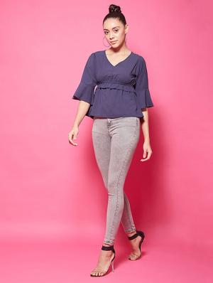bell sleeves peplum top - 17424503 - Standard Image - 5