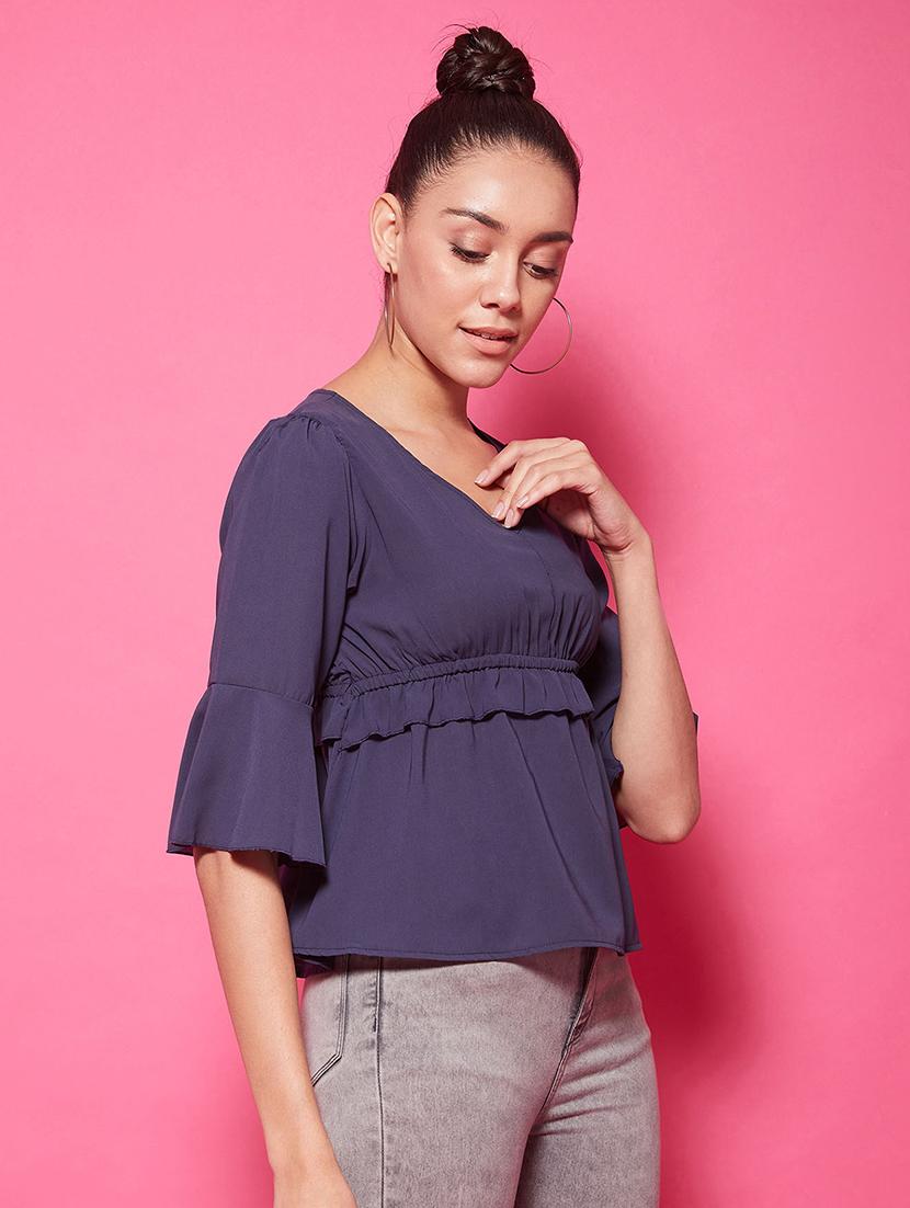 bell sleeves peplum top - 17424503 - Zoom Image - 2