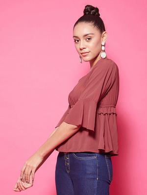 bell sleeves peplum top - 17424504 - Standard Image - 3