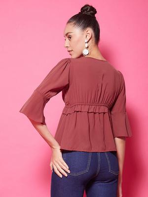 bell sleeves peplum top - 17424504 - Standard Image - 4