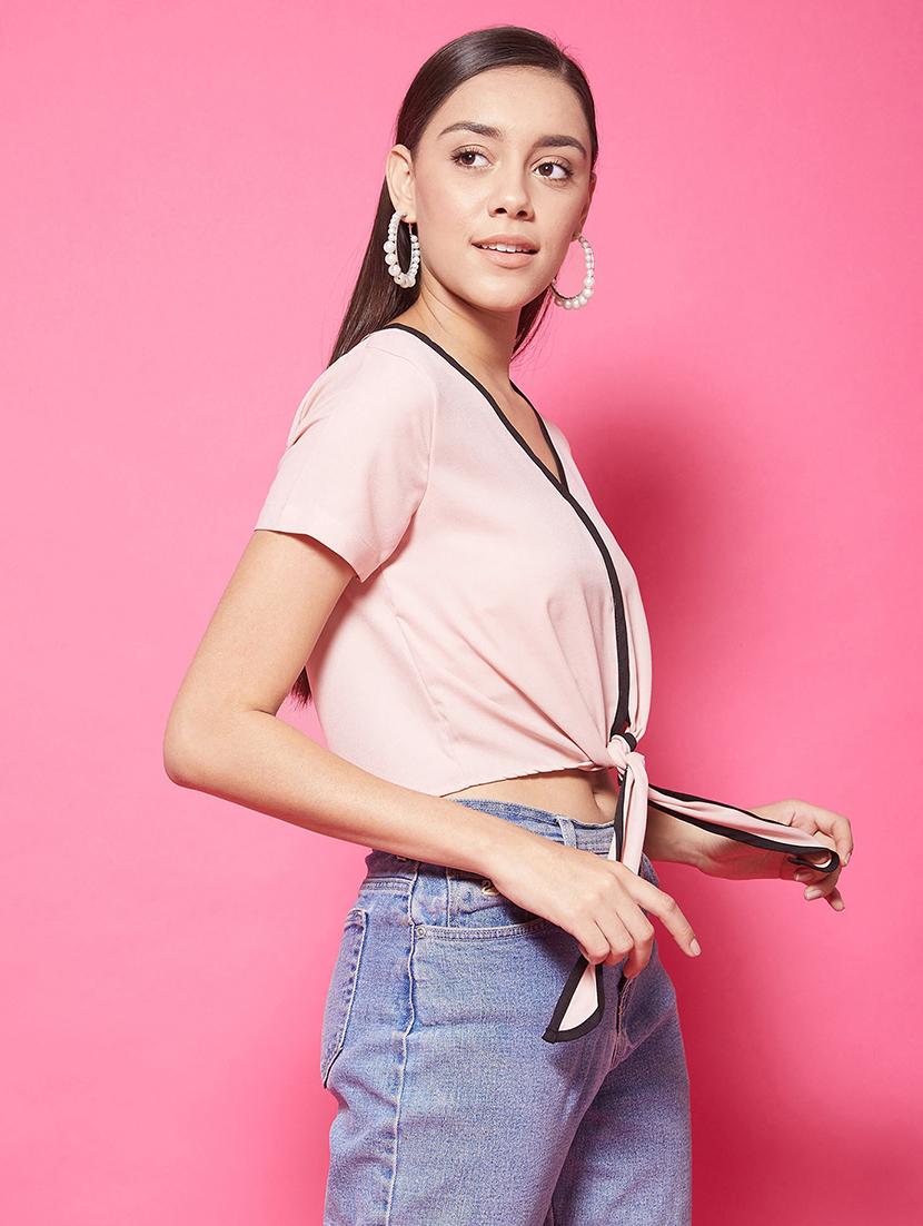 tie front crop top - 17424512 - Zoom Image - 2