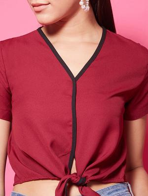 tie front crop top - 17424513 - Standard Image - 6