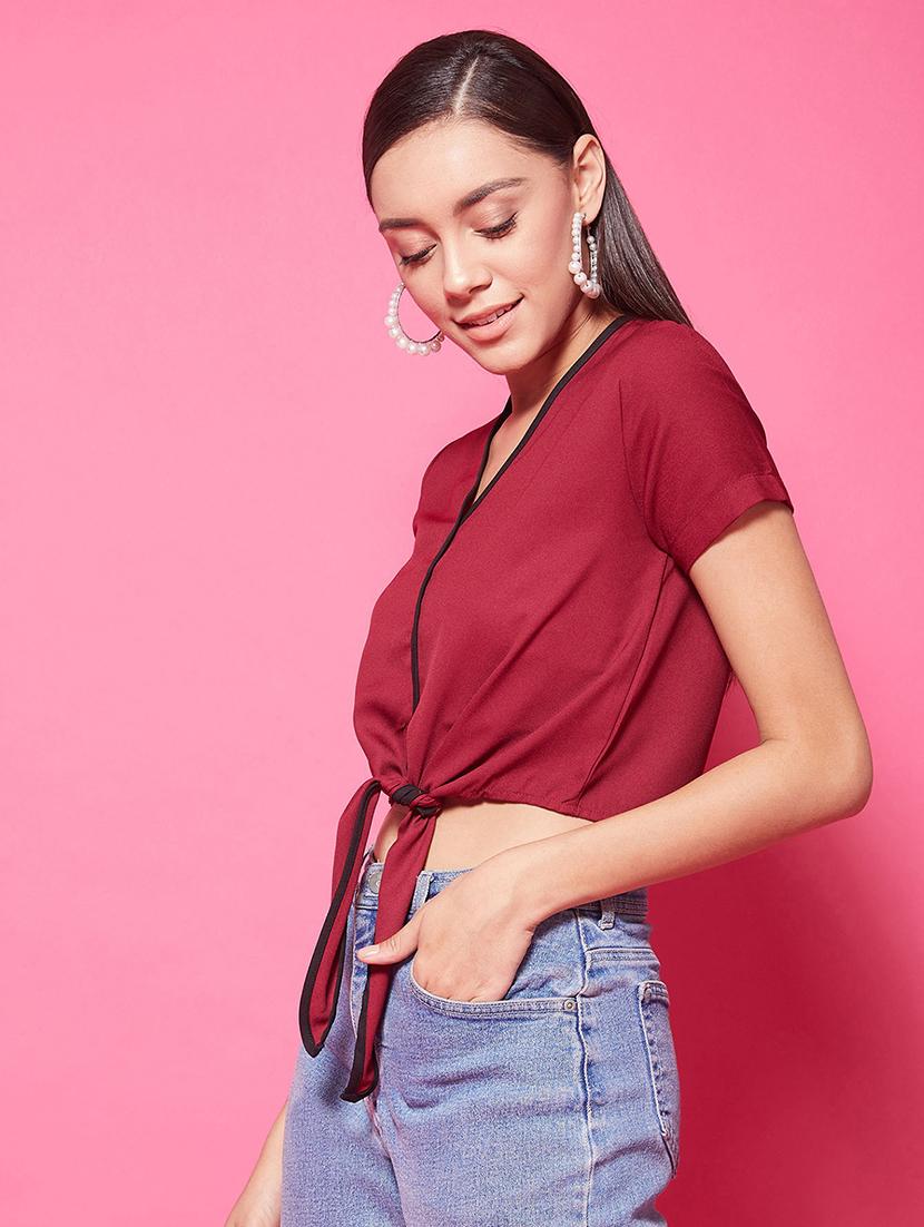 tie front crop top - 17424513 - Zoom Image - 2
