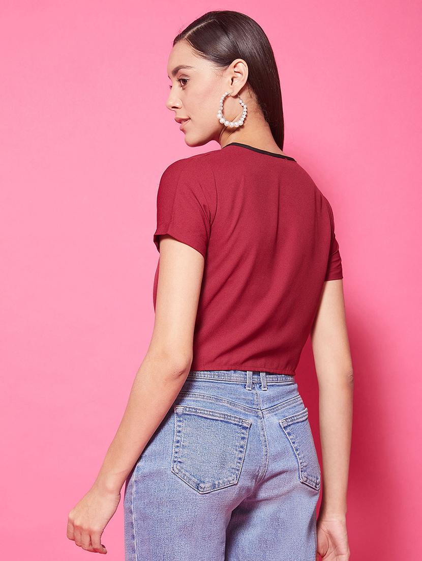 tie front crop top - 17424513 - Zoom Image - 4