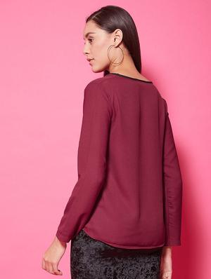faux shirt collar solid top - 17424517 - Standard Image - 4