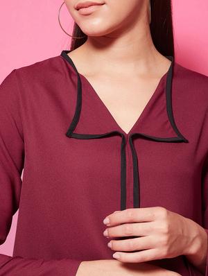 faux shirt collar solid top - 17424517 - Standard Image - 6