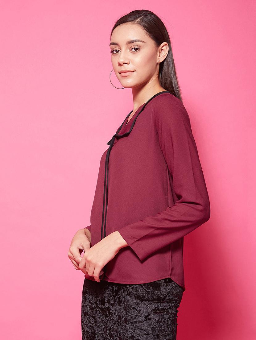 faux shirt collar solid top - 17424517 - Zoom Image - 3