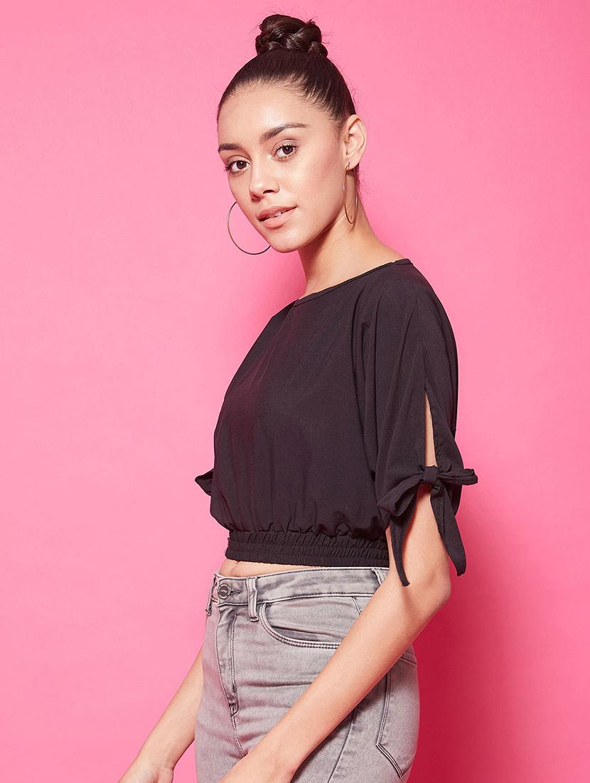 side tie up crop top - 17424523 - Zoom Image - 2