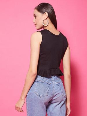 round neck peplum top - 17424524 - Standard Image - 4