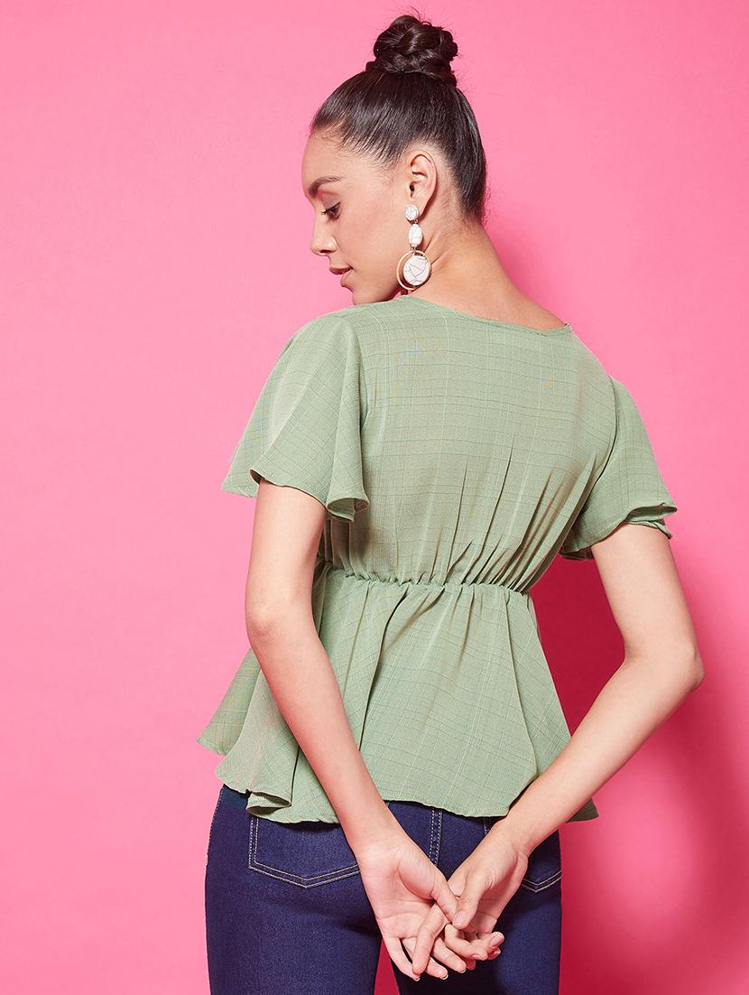 flutter sleeves peplum top - 17424527 - Zoom Image - 3