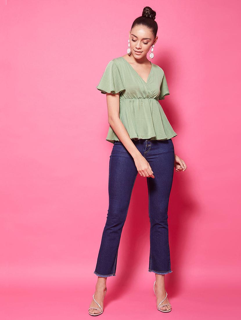 flutter sleeves peplum top - 17424527 - Zoom Image - 4