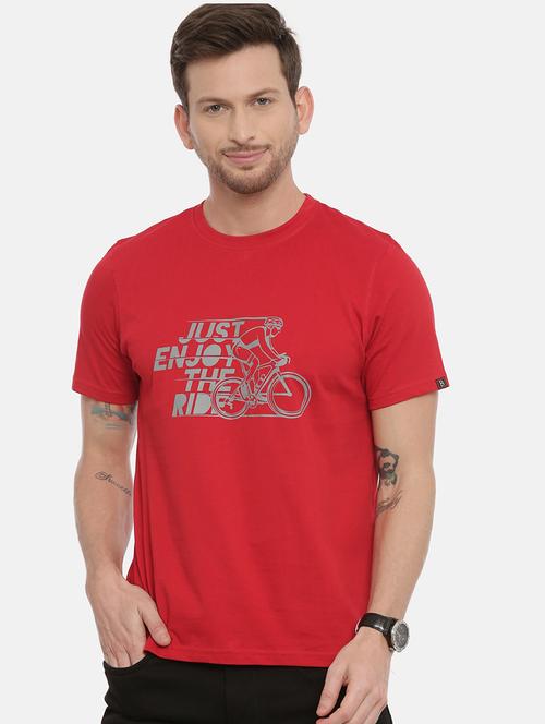 red cotton front print tshirt - 17424551 - Standard Image - 1