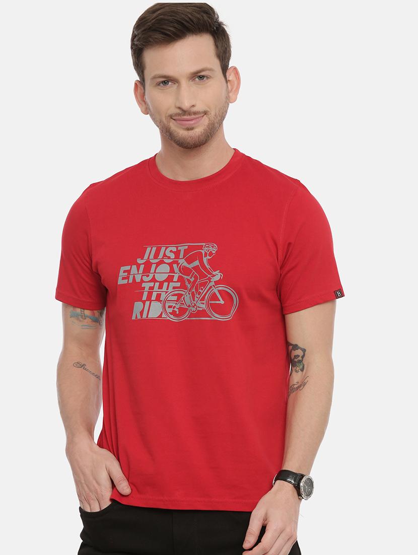 red cotton front print tshirt - 17424551 - Zoom Image - 1