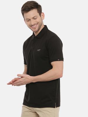 black solid polo t-shirt - 17424563 - Standard Image - 2