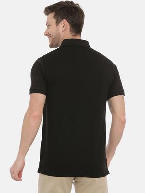 black solid polo t-shirt - 17424563 - Standard Image - 3