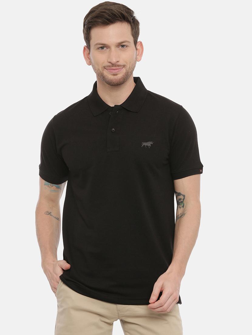 black solid polo t-shirt - 17424563 - Zoom Image - 1