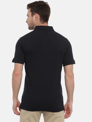 black solid polo t-shirt - 17424567 - Standard Image - 3