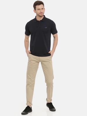 black solid polo t-shirt - 17424567 - Standard Image - 4
