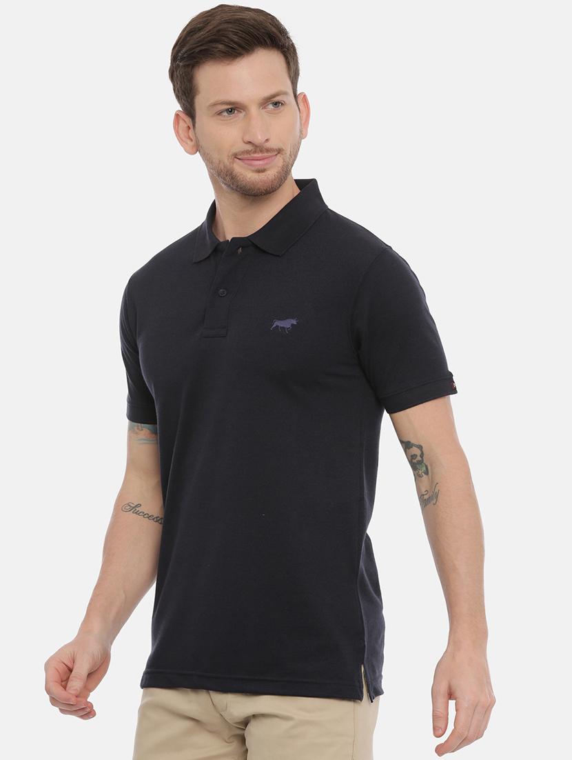 black solid polo t-shirt - 17424567 - Zoom Image - 2