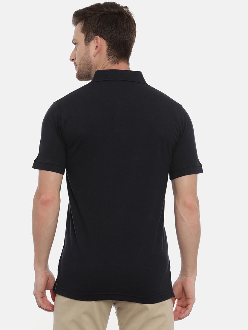 black solid polo t-shirt - 17424567 - Zoom Image - 3