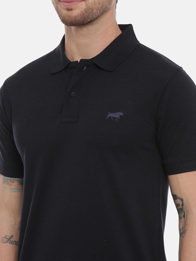 black solid polo t-shirt - 17424567 - Zoom Image - 5