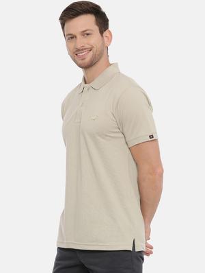 beige solid polo t-shirt - 17424568 - Standard Image - 2