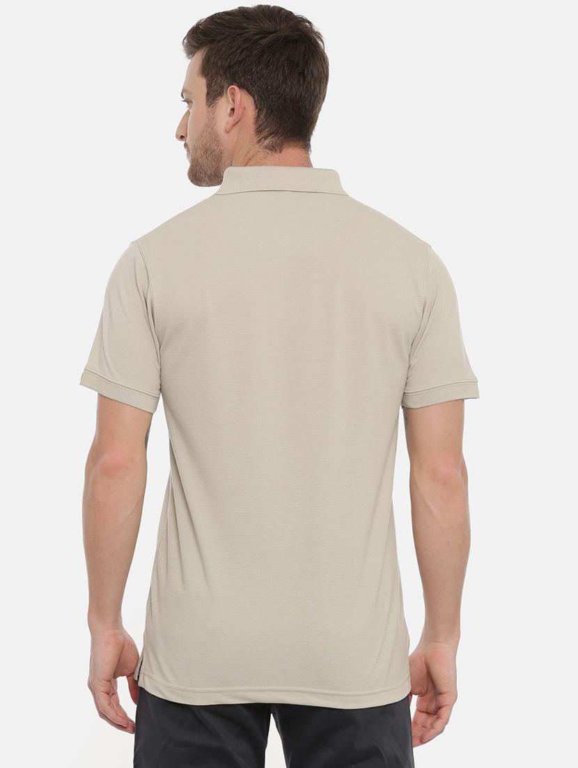beige solid polo t-shirt - 17424568 - Zoom Image - 3