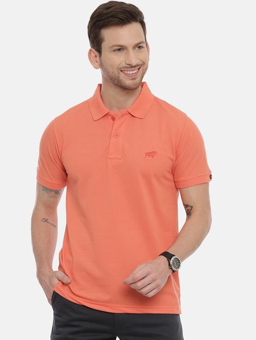 orange solid polo t-shirt - 17424569 - Standard Image - 1