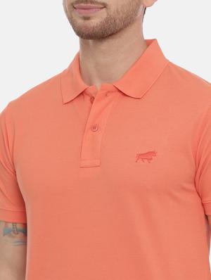 orange solid polo t-shirt - 17424569 - Standard Image - 4