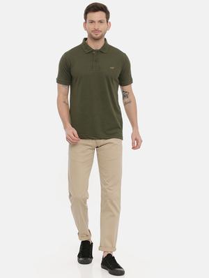 olive green solid polo t-shirt - 17424570 - Standard Image - 4