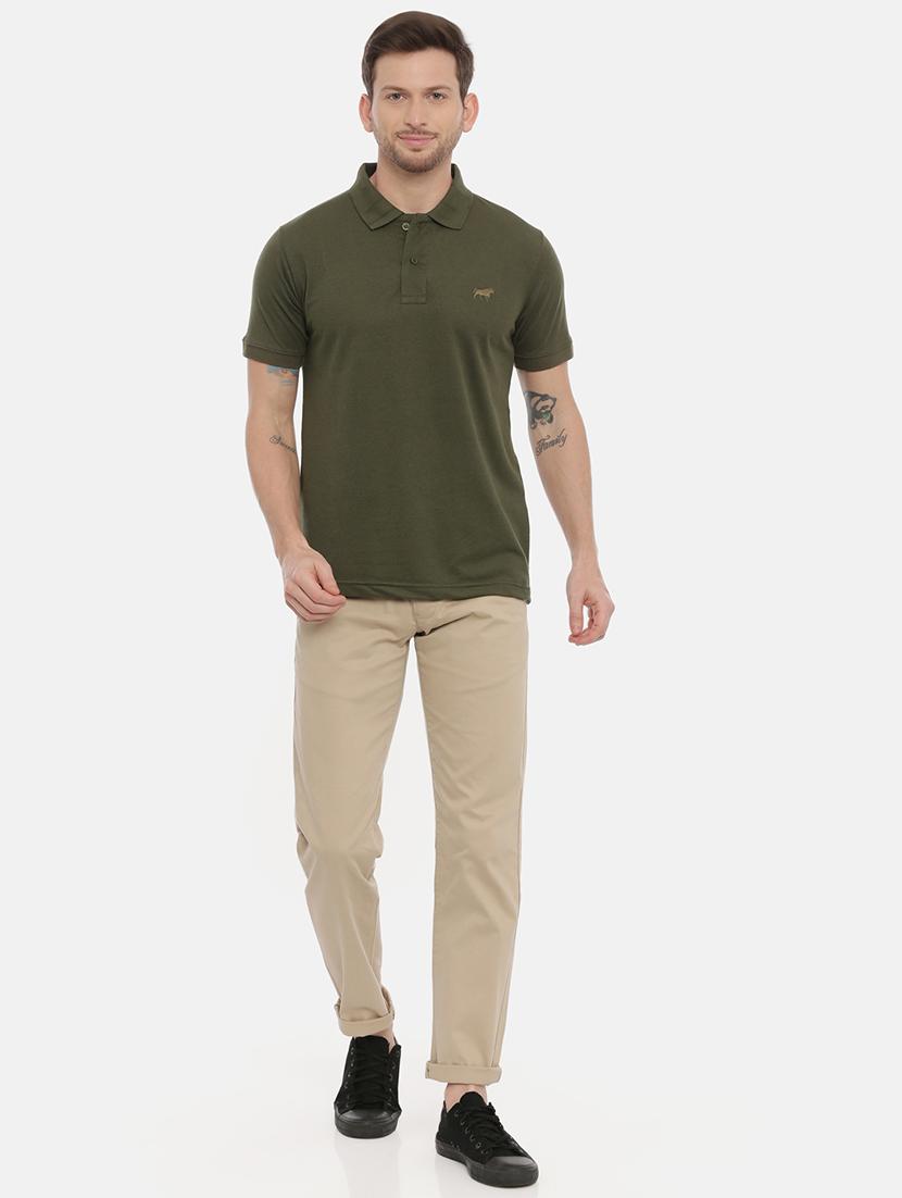 olive green solid polo t-shirt - 17424570 - Zoom Image - 4