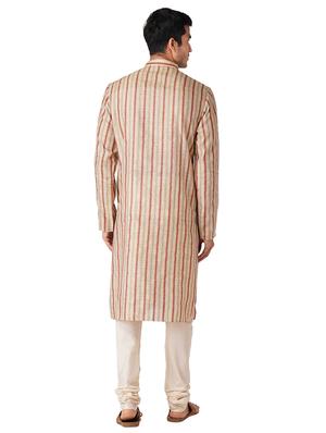 beigerust cotton kurta pyjama ethnic wear set - 17424584 - Standard Image - 3