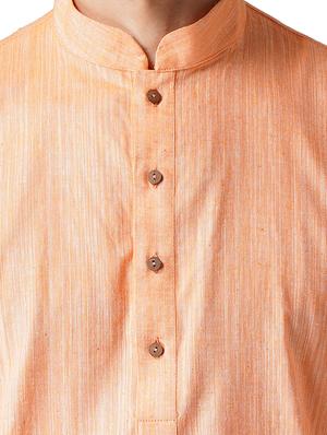 peach solid woven long kurta - 17424621 - Standard Image - 4