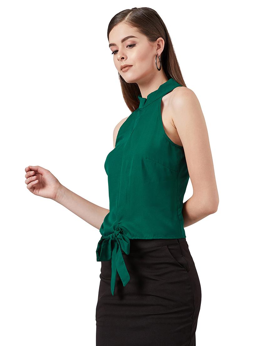 tie front halter neck top - 17424739 - Zoom Image - 2
