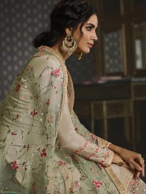 beige art silk aline suits semistitched suit - 17424907 - Standard Image - 2