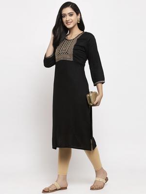 embroidered straight kurta - 17424939 - Standard Image - 4