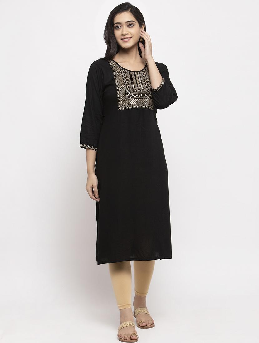 embroidered straight kurta - 17424939 - Zoom Image - 1