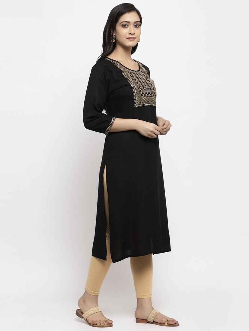 embroidered straight kurta - 17424939 - Zoom Image - 2