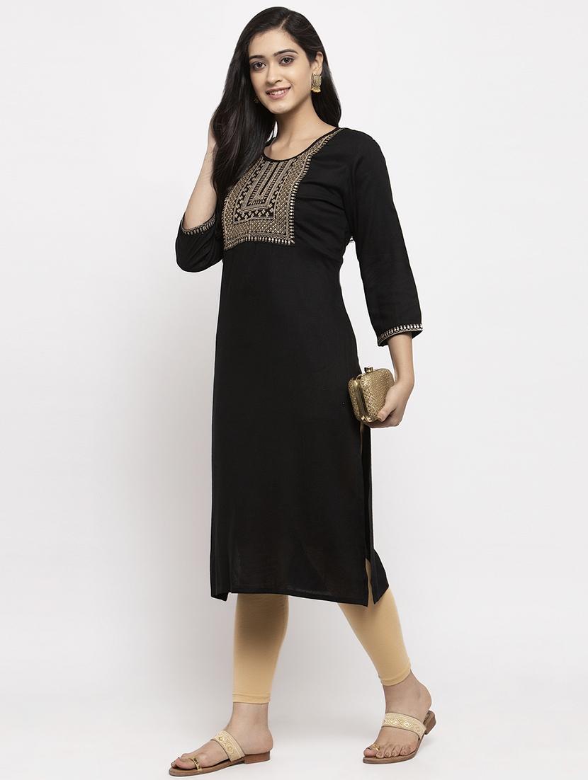 embroidered straight kurta - 17424939 - Zoom Image - 4