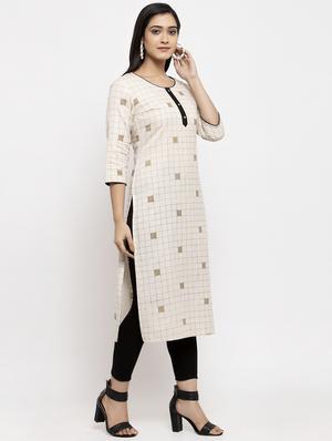 checkered straight kurta - 17424943 - Standard Image - 2