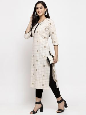 checkered straight kurta - 17424943 - Standard Image - 4