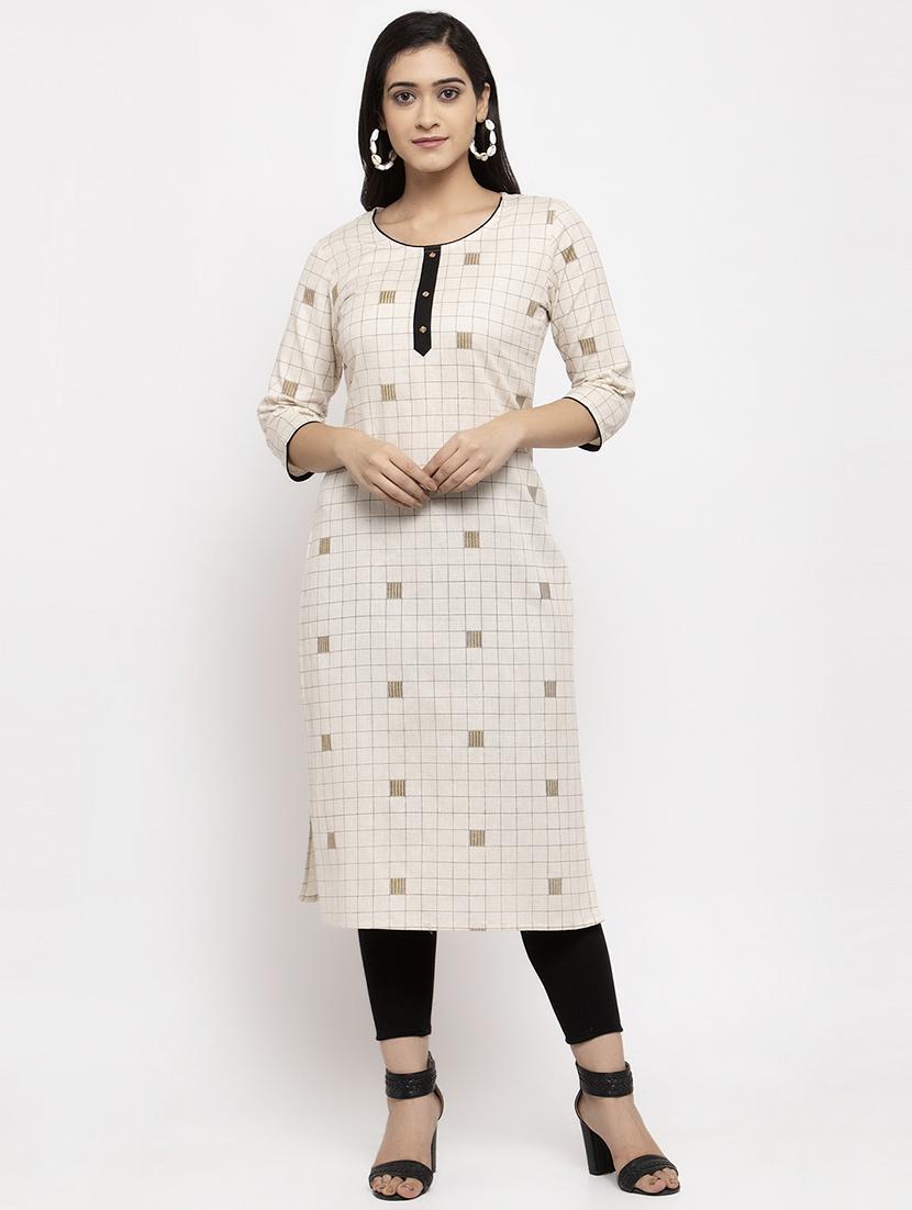 checkered straight kurta - 17424943 - Zoom Image - 1